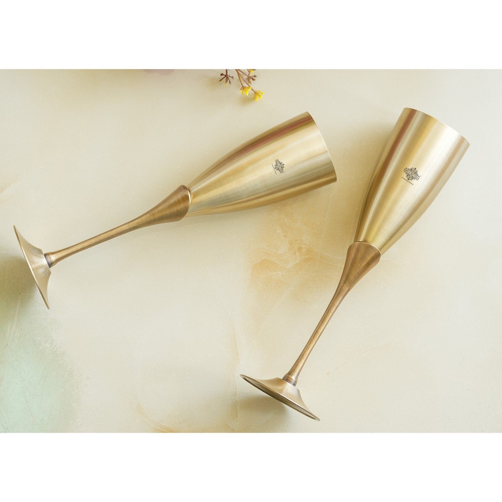 Handmade Pure Brass Antique Finish Champagne Glass Set of 2